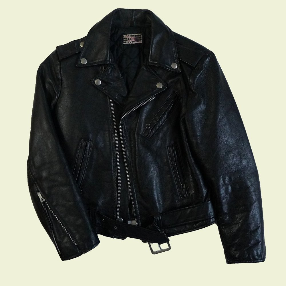 Vintage Leather Jacket with Quilt Lining